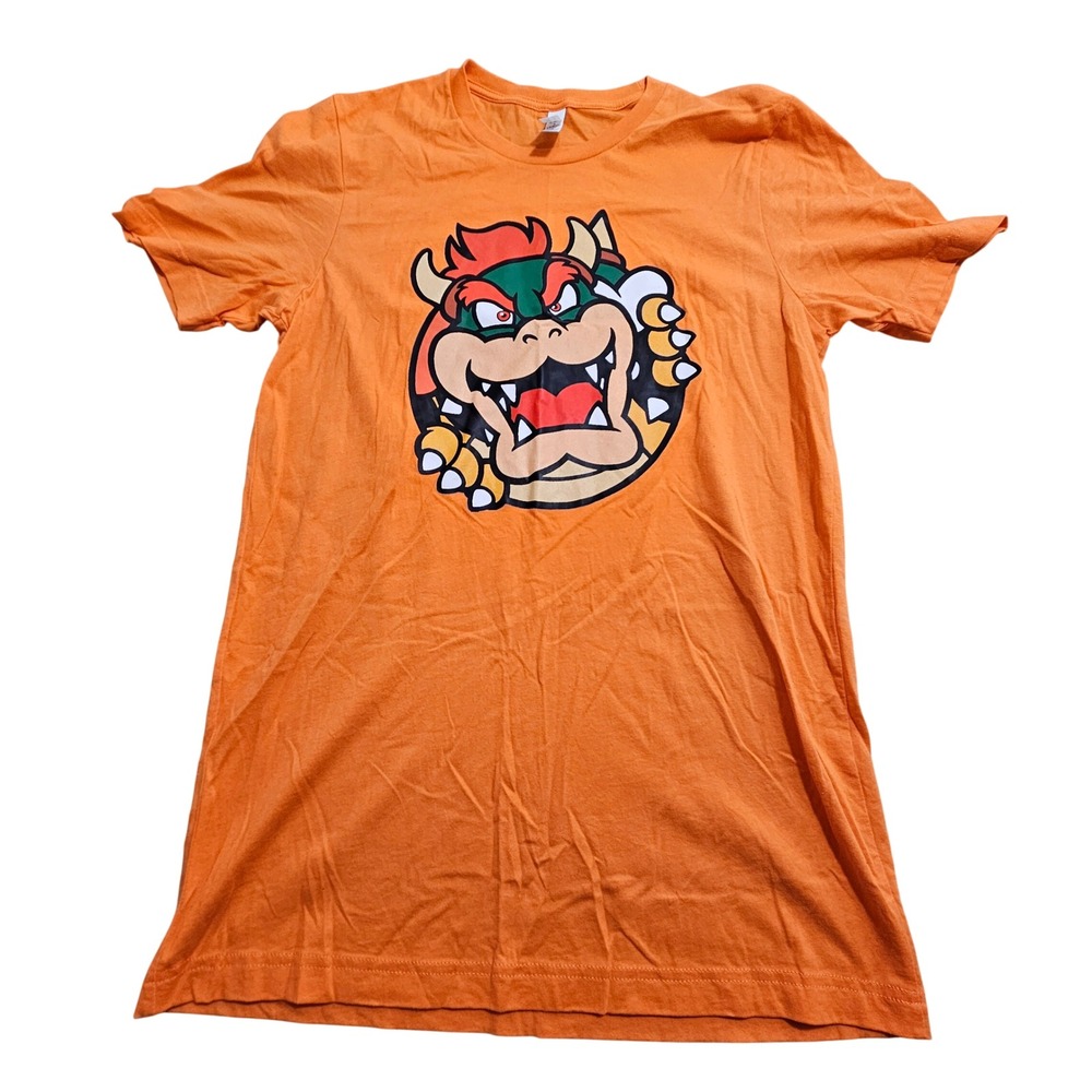Bella + Canvas Bowser Super Mario Graphic T-Shirt Size M Orange Short Sleeve